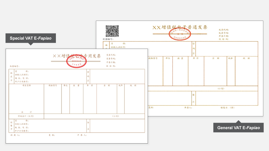 e-fapiao types